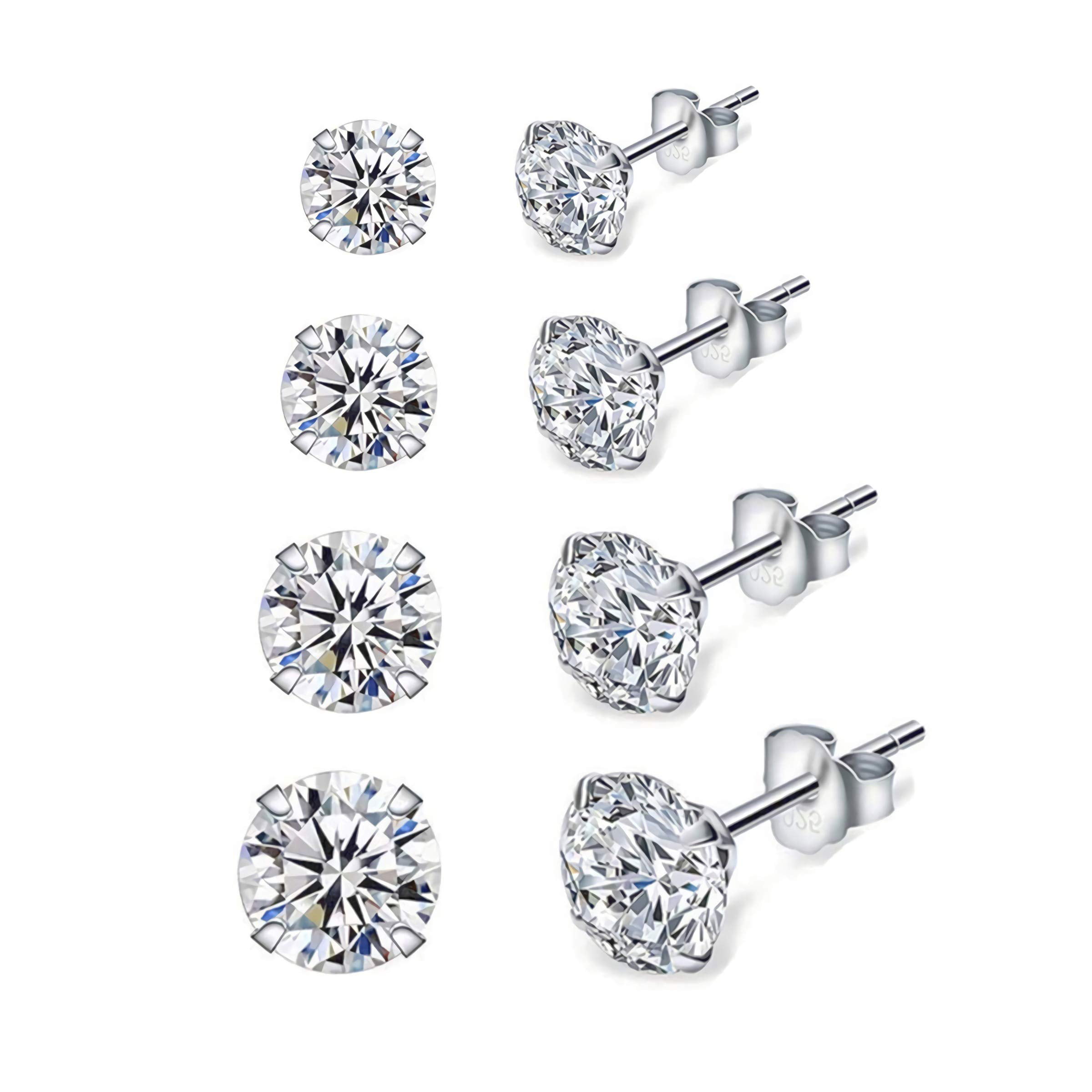 Pearl Stud Earrings 925 Sterling Silver Bear Ear Studs with Crystal Zircon Earrings for Women,Girls 