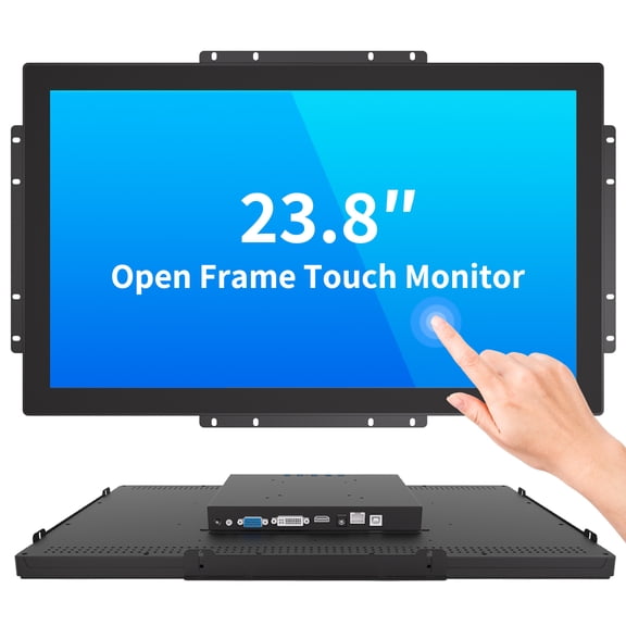 LMENGER 23.8IN Open Frame Touch Monitor, PCAP 10-Point Touch Industrial Touchscreen Monitor, with HDMI/VGA/DVI Interface, Active Matrix TFT LCD,LED Backlight, with VESA Mount