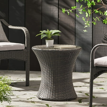 Beasley Wicker Outdoor Accent Table, Grey