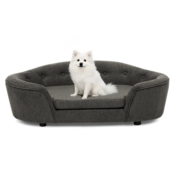 Oversized Durable Linen Dog Sofa with Tufted Backrest & Plush Support