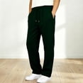 thumbnail image 2 of Krdevn Boys Solid Drawstring Open Hem Sweatpants Fall Winter Loose Straight Jogger Pants with Patch Pockets 9-10 Years,Dark Green, 2 of 8