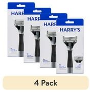 (4 pack) Harry's Original Shaving Razor for Men with 2 Razor Blade Refill Cartridges, Charcoal Gray