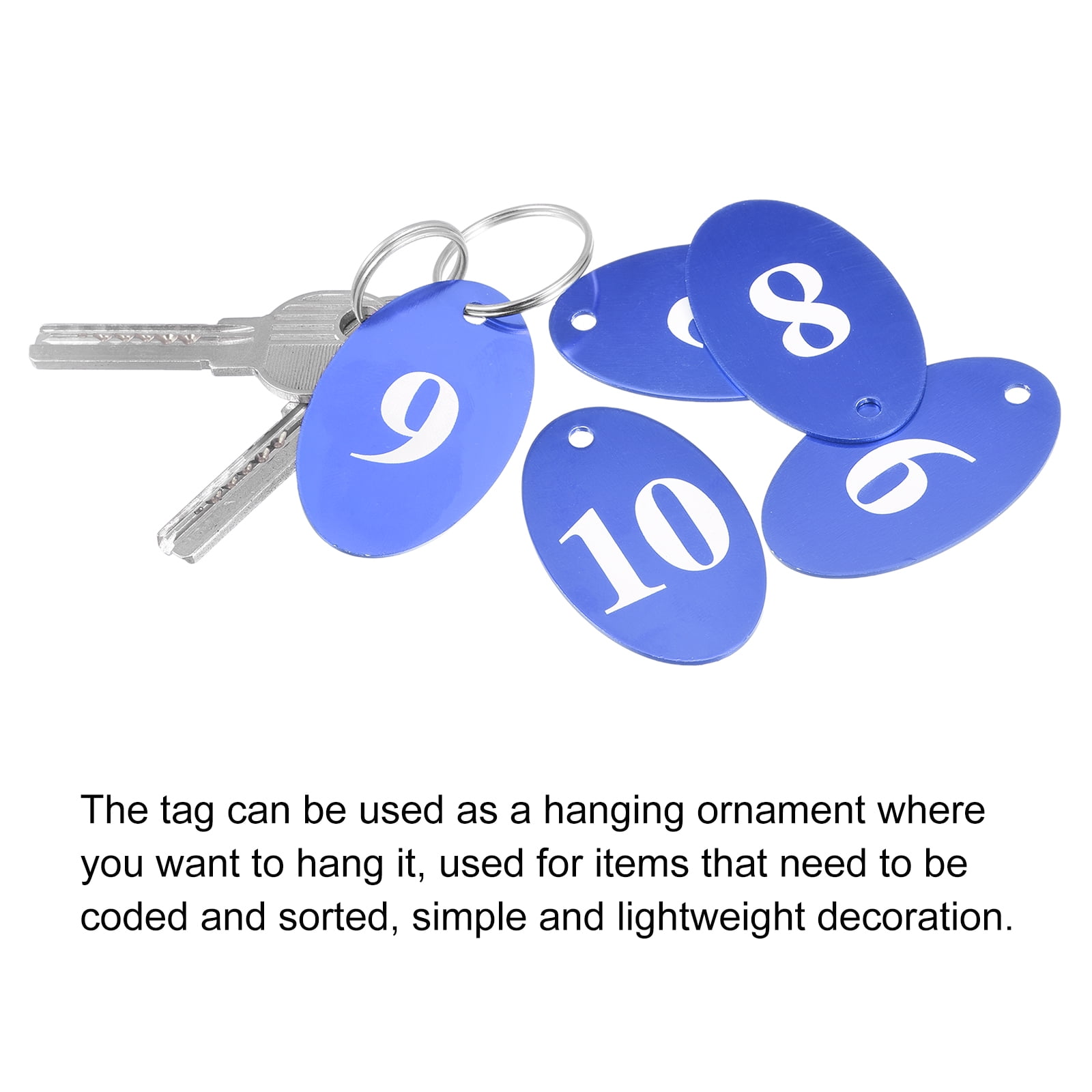 Uxcell Oval Number Tags Key Tag with Ring, 1-100 Numbered Blue ID Tag for Coding, Decoration, Pack of 100