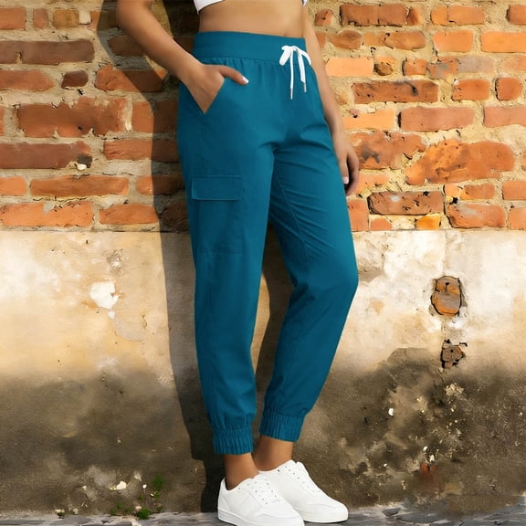 Women's UPF 50 Outdoor Pants, Sun Protection Quick Dry Hiking Long Pants With Pockets, Lightweight Stretch Casual Trousers For Fishing Camping Travel Daily Style Navy S