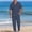 Navy, variant on Men’s 2 Piece 100% Cotton Linen Outfit Summer Beach Short Sleeve Button Down Work Shirt and Pants Set Khaki