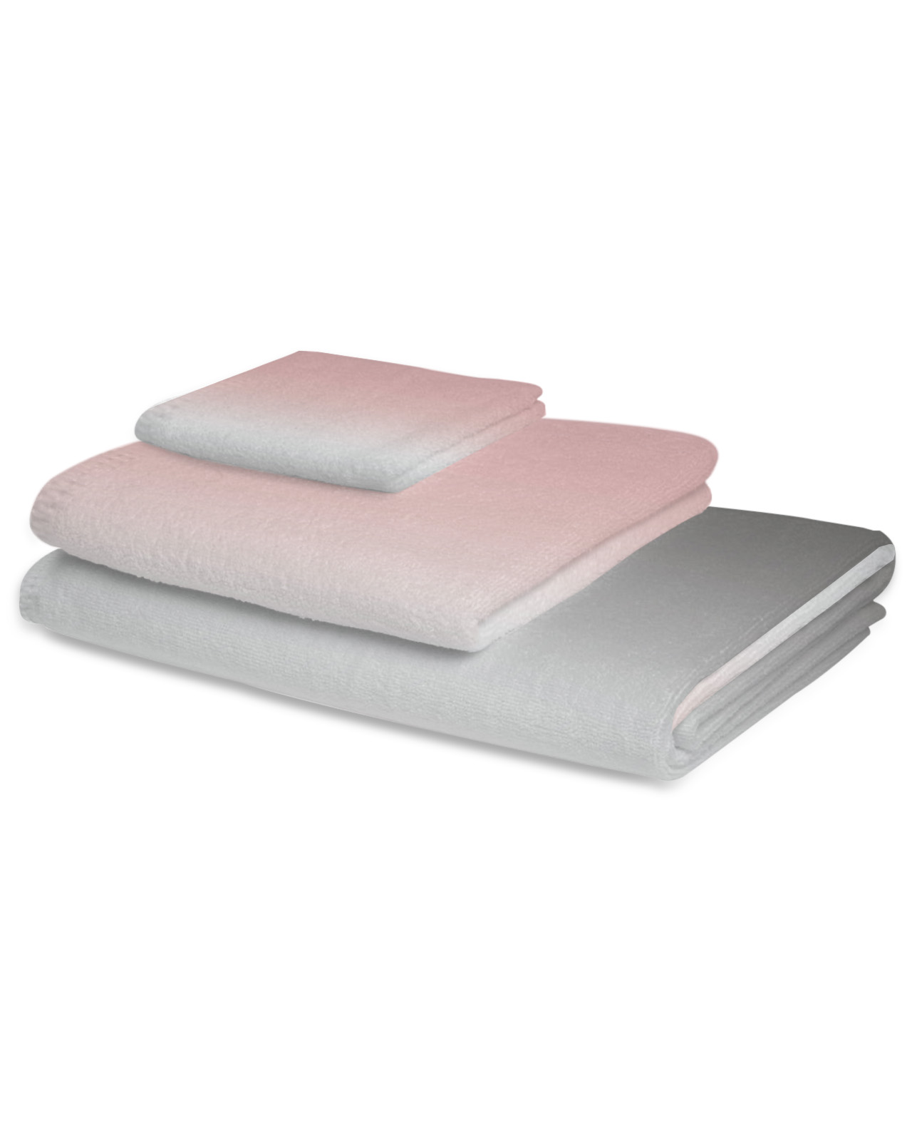 Gradient Pink Grey Towel Set of 3, Soft Microfiber Bath Towels, Hand Towel, Washcloths, Modern Abstract Color Ombré Art Quick-Dry Absorbent Towels for Bathroom Kitchen Hotel Beach Gym Spa