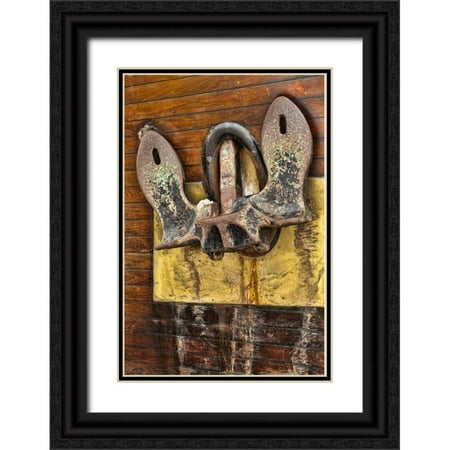 Paulson, Don 23x32 Black Ornate Wood Framed with Double Matting Museum Art Print Titled - Washington, San Juan Islands Boat anchor