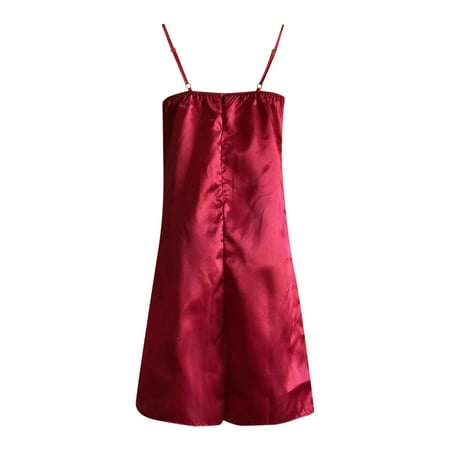 

nsendm Slip Dress Sleepwear Fashion Nightie Lingerie Full Dark Lingerie Set Silk Underwear Small