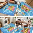 thumbnail image 6 of Pool Rules Washable Area Rugs 4'x6', Swim Ring Ball Slippers Floral Blue Swimming Pool Low Pile Throw Living Room Rug Non-Slip Sturdy Edge Binding Carpet for Indoor Entryway Bedside Kitchen, 6 of 9