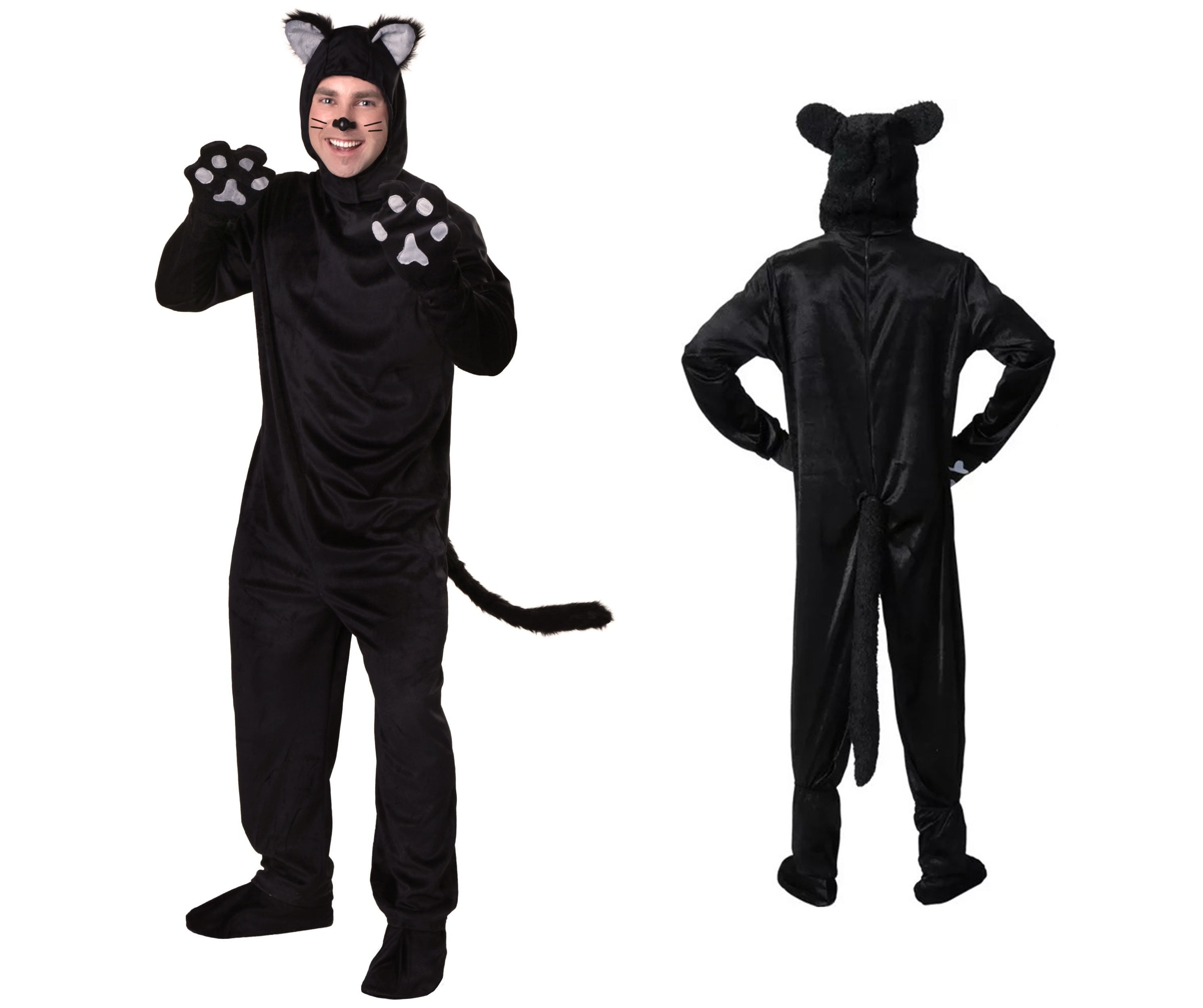 Men's Deluxe Black Cat Body Suit Costume 4 Piece set