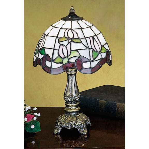 Meyda Tiffany 31210 Stained Glass / Tiffany Accent Table Lamp From The Roseborder & Tulip