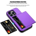 thumbnail image 2 of for iPhone 14 Pro Case with Card Holder Heavy Duty Protective Dual Layer Shockproof Hidden Card Slot Slim Wallet Case for iPhone 14 Pro for Women&Men(Purple), 2 of 13
