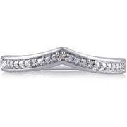 Arista Round Diamond Accent Women's Fashion Contour Wedding Band in Silver Tone Brass
