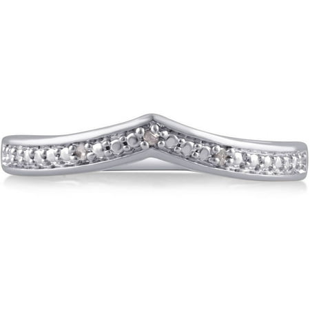 Arista Round Diamond Accent Women's Fashion Contour Wedding Band in Silver Tone Brass