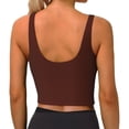 thumbnail image 3 of Xecao Brown for Sports Bra with Removable Pads, Crop Tank Top Design, Women's Longline Sports Bra - Non-Wired -, 3 of 9