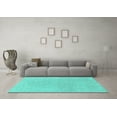 thumbnail image 3 of Ahgly Company Indoor Square Solid Turquoise Blue Modern Area Rugs, 3' Square, 3 of 4