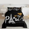 thumbnail image 2 of Homewish Romantic France Paris Full Size Comforter Sets,Eiffel Tower Bedding Comforter Set,Cartoon Heart Print Bedding Sets For Girls Kids,Super Cozy Room Decor,3pcs, 2 of 8
