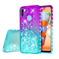 thumbnail image 2 of Case for Samsung Galaxy A11 Case with [Tempered Glass Screen Protector] SOGA Diamond Liquid Quicksand Cover Cute Girl Women Phone Case - Teal / Purple, 2 of 5