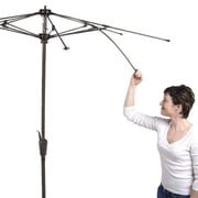 7.5' Hex Home Garden Umbrella 6 Rib Crank Champagne Bronze with Burgundy Vinyl Coated Weave Canopy