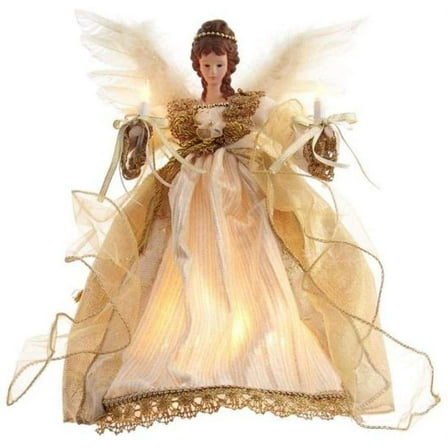 Kurt Adler 12-Inch UL 10-Light Gold Angel Treetop