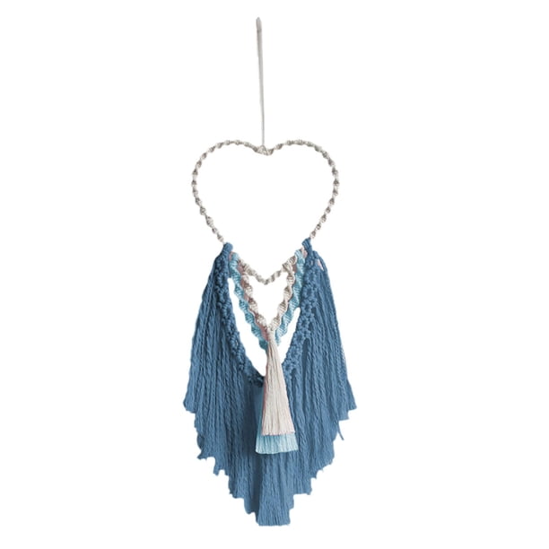 Tapiz de borlas de macramé, regalo de cumpleaños moderno, decoración artística de pared bohemia tejida a mano para fondo, hogar, habitación de niños, Azul