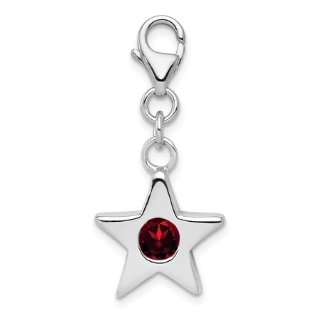 Sterling Silver January CZ Birthstone Star Charm Pendant