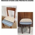 thumbnail image 5 of Dining Room Chair Seat Covers Set of 4 Bohemian Floral Geometric Stripe Removable Stretch Chair Seat Cushion Slipcovers Protector for Holiday Party Festival Decoration, Blue Yellow, 5 of 5