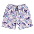 thumbnail image 2 of Honeii's white Skull crystal flower Print Men's Casual Shorts with Drawstring，Swim Trunks Quick Dry Beach Shorts, 2 of 5