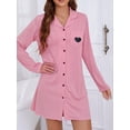 thumbnail image 2 of Diconna Chemise de Nuit pour Femmes, Manches Longues, Boutonnée, Col à Revers, Robe de Nuit, 2 of 7
