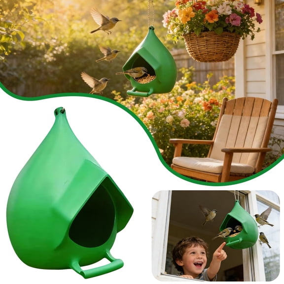 Rainproof Wild Bird Feeder Seed Capacity, UV-Proof PC Tube for Backyard Garden Patio Balcony, Squirrel Resistant Lock Lid