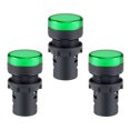thumbnail image 1 of Unique Bargains Signal Lights AC/DC 110V, Green LED, Flush Panel Mount 7/8' 22mm, 3Pcs, 1 of 7