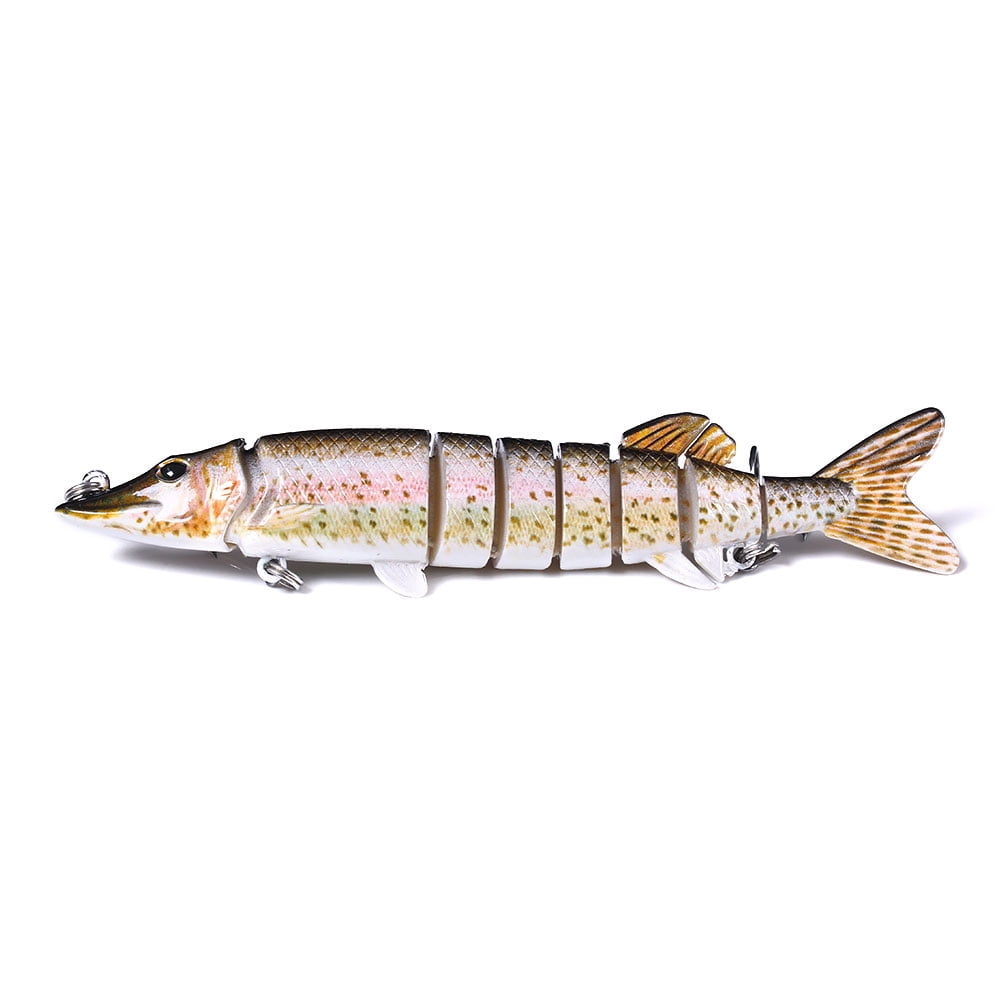 HENGJIA Fishing Lures, 15pcs Large Multi Jointed Fish Fishing Kits Slow Sinking Lifelike Swimbait Freshwater and Saltwater for Trout Bass Lures, 4.92"/0.65oz