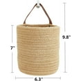 thumbnail image 4 of Wall Hanging Storage Baskets - Small Cotton Rope Woven Closet Storage Bins-Shelf Basket Organizer for Plants, Towels - 6.3" x 7" (Jute-Brown), 4 of 11