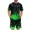 thumbnail image 2 of Dwelliawo Men's Halloween Themed Two Piece Pajama Set Funny Bat Graphic Casual Relaxed Fit Short Sleeve Crew-Neck Tshirts and Shorts Stylish Comfy Clothing Black M, 2 of 6
