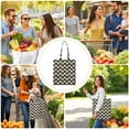 thumbnail image 2 of Retro Plaid Canvas Tote Bag Buffalo Checkered Pattern Vintage Style Geometric Design Rustic Aesthetic Cute Reusable Foldable Shopping Tote, 2 of 5