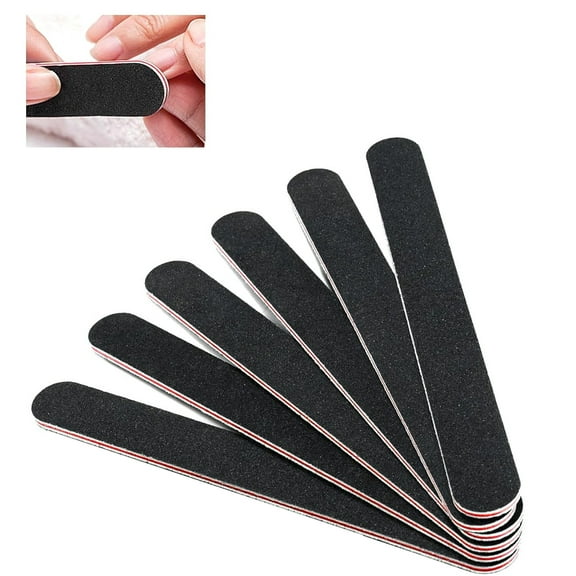 6 PCS Professional Double Sided Nail Files Emery Board Grit Black Gel Cosmetic Manicure Pedicure