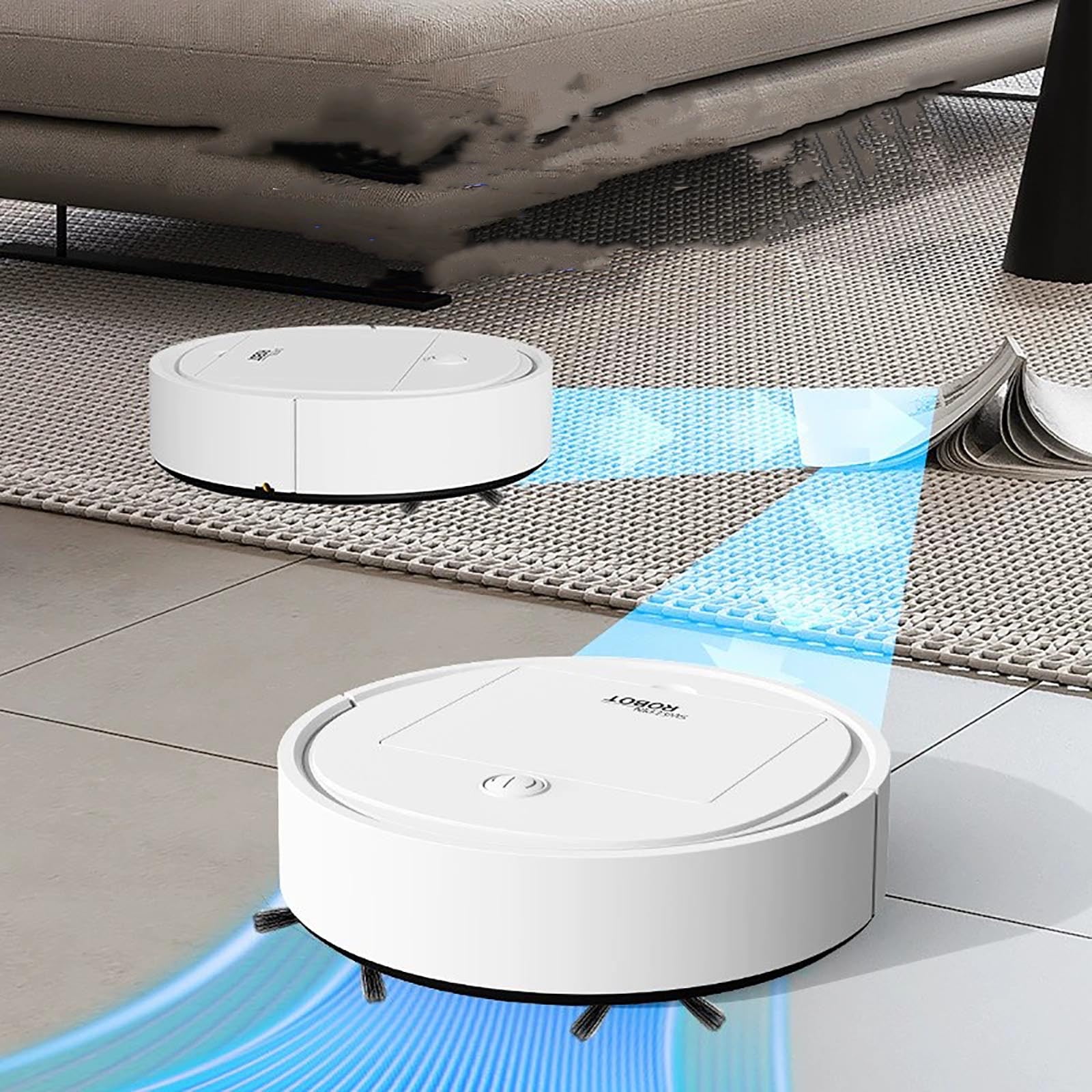 SPOORYYO Smart Vacuum Cleaning Robot, Automatic USB Rechargeable Mini Cleaner with Humidification & Strong Suction for Floors, Carpets & Hard-to-Reach Areas, White