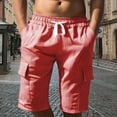 thumbnail image 2 of kamemir Gym Shorts Men Mens Shorts Casual Elastic Waist Drawstring Short Summer Beach Vacation Shorts with Pockets Pink,XL, 2 of 6