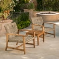 thumbnail image 4 of Euroco 2-Piece Outdoor Wicker Club Chair Set with Acacia Wood Frame and Weather-Resistant Design, 4 of 9