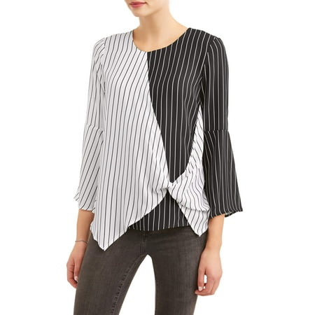 Lifestyle Attitude Women's Stripe Knot Front Top
