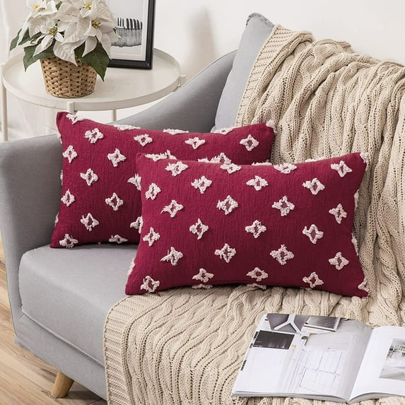 HZKAICUN Set of 2 Decorative Throw Pillow Covers Rhombic Jacquard Pillowcase Soft Rectangle Cushion Case for Summer Couch Sofa Bed Bedroom Living Room, 12x20 Inch