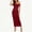 Wine, variant on Women's off Shoulder Ribbed Midi Dress, Solid Sleeveless Ruched Split Bodycon Summer Club Dress Sky Blue XL(XL)