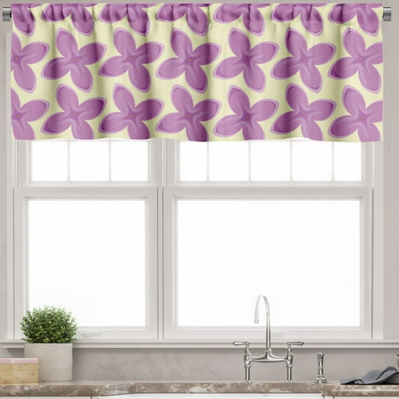 Ambesonne Valentine Valance Pack of 2, Fresh Floret Buds, 54"X18", Yellow Violet