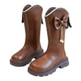 thumbnail image 4 of BOBOGOJP Toddler Girls Riding Boots, Lace up Knee High Low Heel Zipper Fall Winter Shoes Brown for Size 10.5, 4 of 7