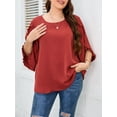 thumbnail image 4 of Blusa de talla grande para mujer Camisas casuales con volantes de media manga MABOTO Camiseta mujer, 4 of 7