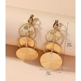 thumbnail image 4 of Clip on 3 1/4" long gold textured circle and hoop dangle earrings, 4 of 4