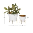 thumbnail image 4 of DecMode 9", 12"H Indoor Outdoor White Metal Planter with Removable Stand (2 Count), 4 of 8