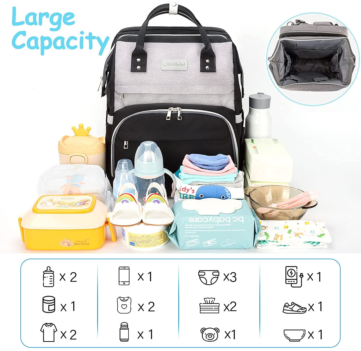 Baby Diaper Bag Backpack with Changing Station for Boy Girl, Baby Stuff Newborn Essentials Unisex Dad Mom Mens Large Diaper Bag Bassinet Travel