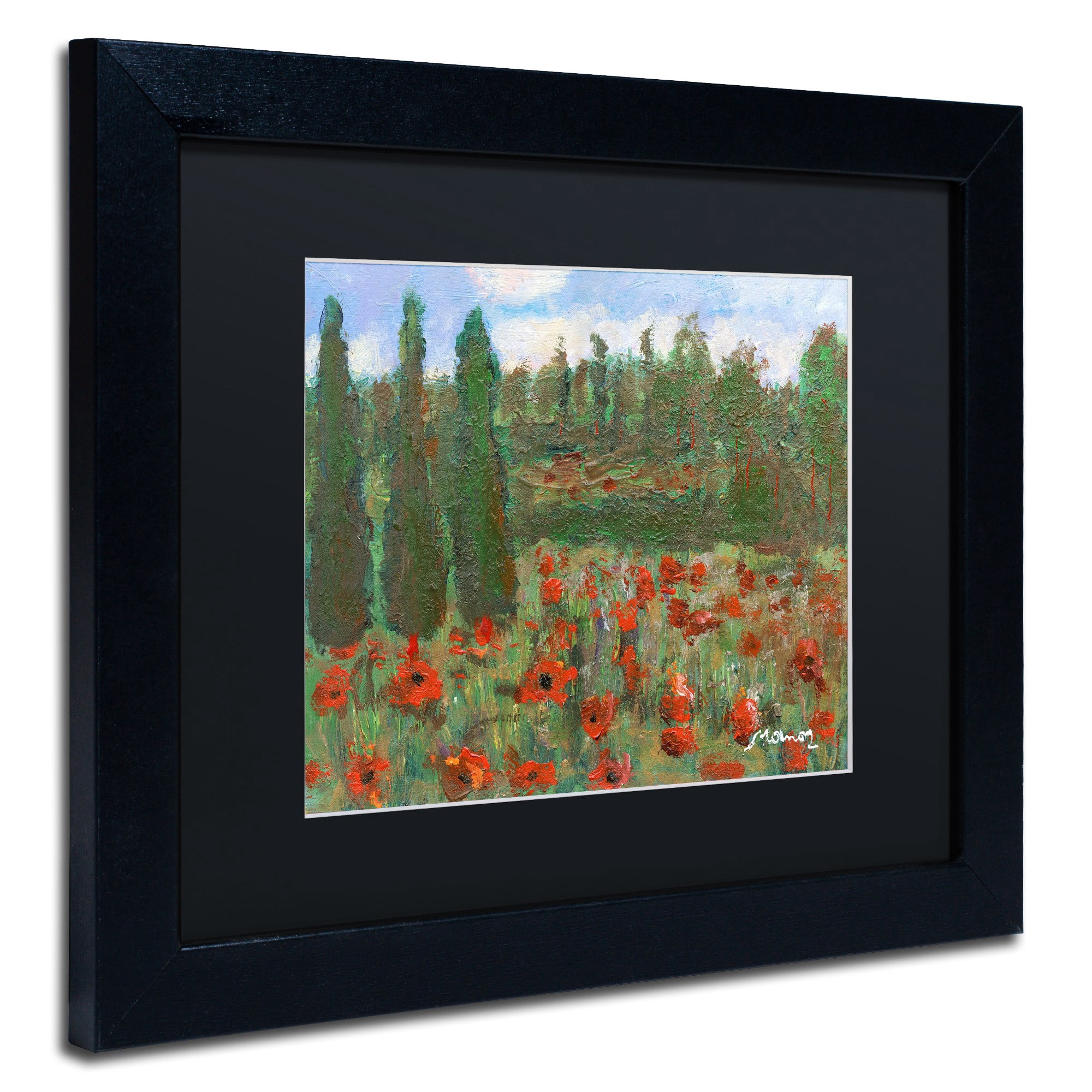 "Red Poppies in the Wood" Canvas Art by Manor Shadian Black Matte, Black Frame