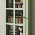 thumbnail image 2 of Sesslife Kitchen Pantry Cabinet with Glass Doors and Double Drawer, Modern Wooden Buffet Cabinet Storage Cabinet, Freestanding Cupboard Sideboard for Kitchen Dining Room Living Room, Green, 2 of 10